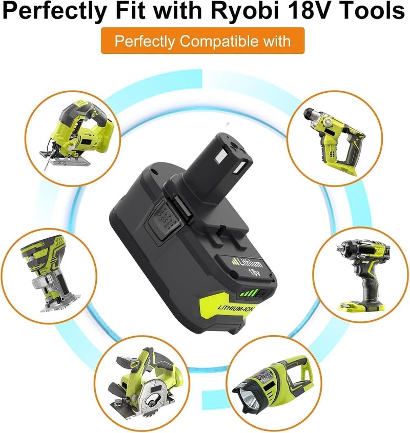 Topbatt Upgraded 2Pack 8000mAh Replacement for 18V 8.0Ah Battery Compatible with Ryobi 18 Volt Lithium Ion Battery P102 P103 P104 P105 P107 P109 P190 P191 P122 Cordless Power Tools - Image 5